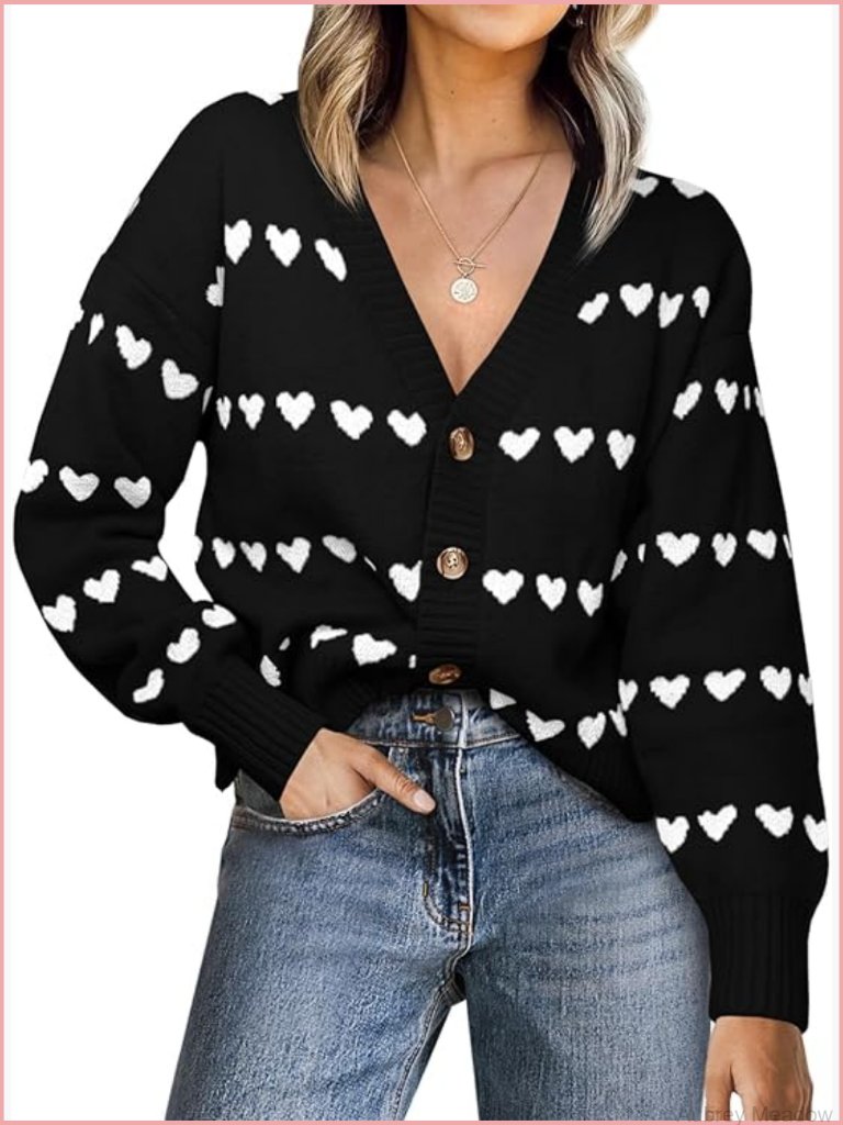 V-Neck Button Down Knit Cardigan Sweater